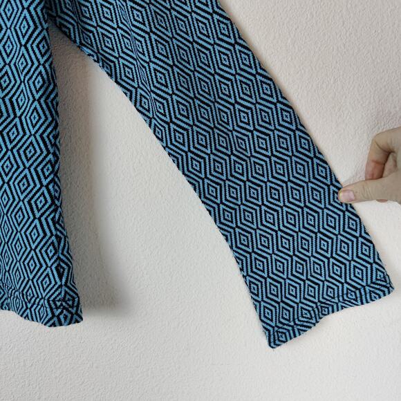 Vintage 90s UnCivilized Knit Flared Sleeve Turquoise Geometric Polo Shirt Large - Picture 5 of 11